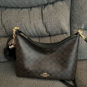 Coach Laurel Signature Brown and Black Shoulder Bag CHARMS NOT INCLUDED